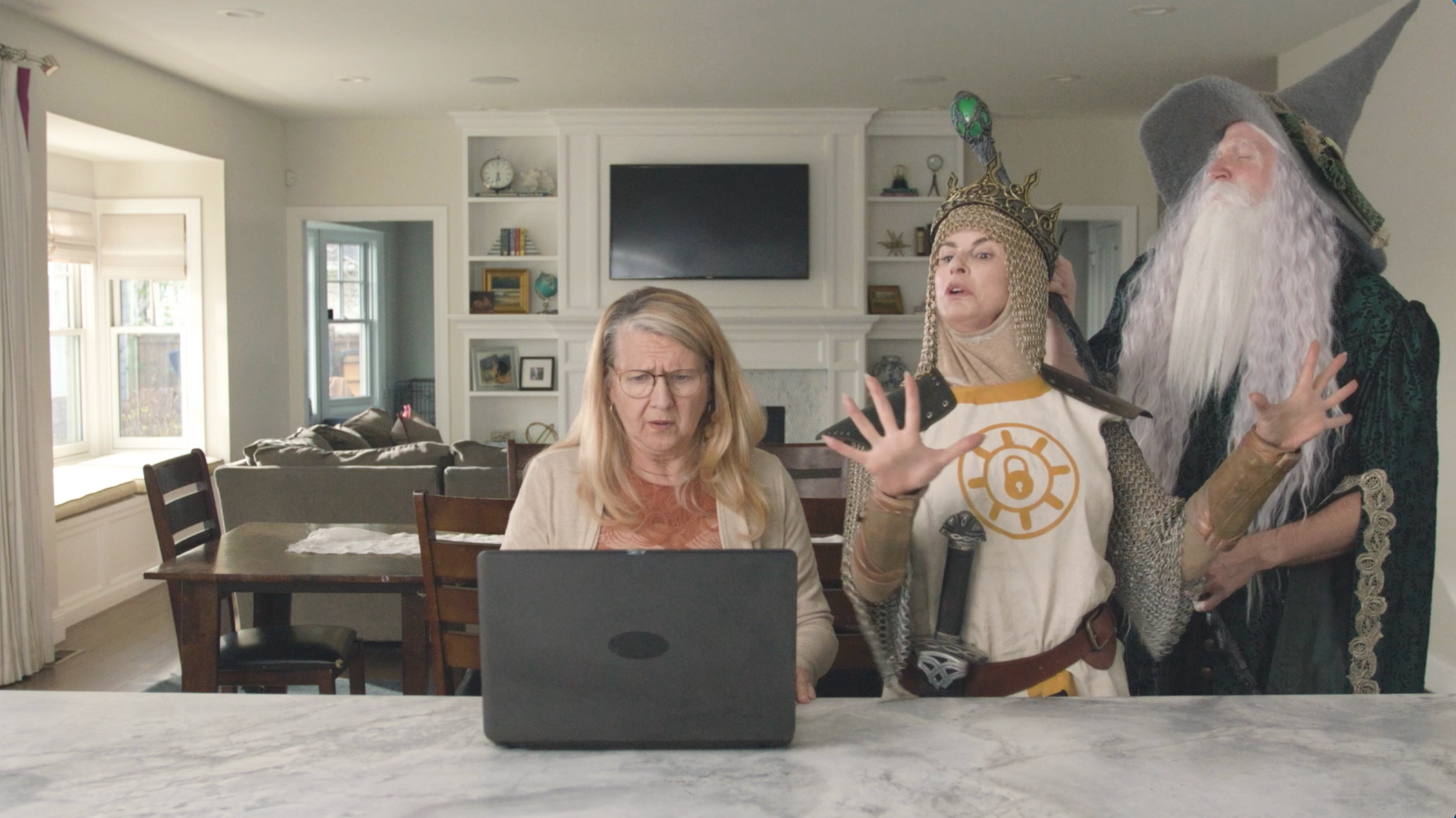 The Knights of Scamalot help a Utahn using a laptop