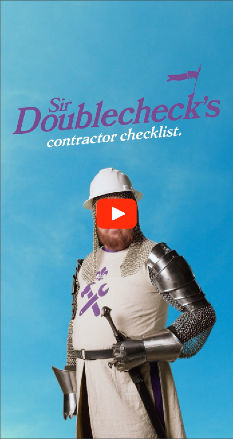 Sir Doublecheck’s contractor checklist campaign poster