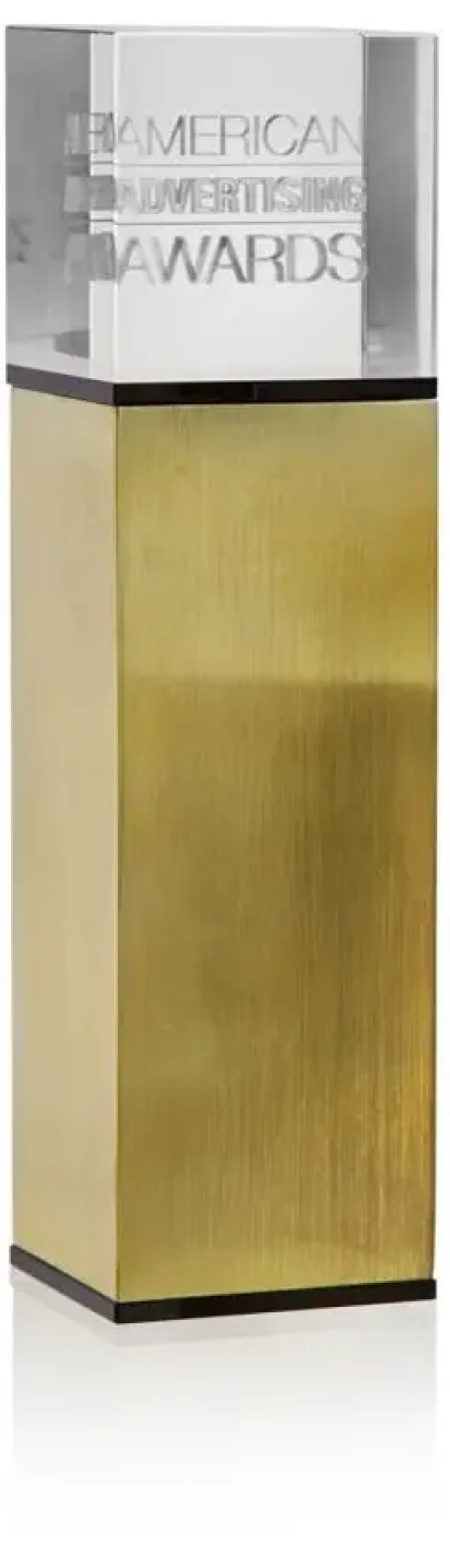 National Gold American Advertising Award trophy